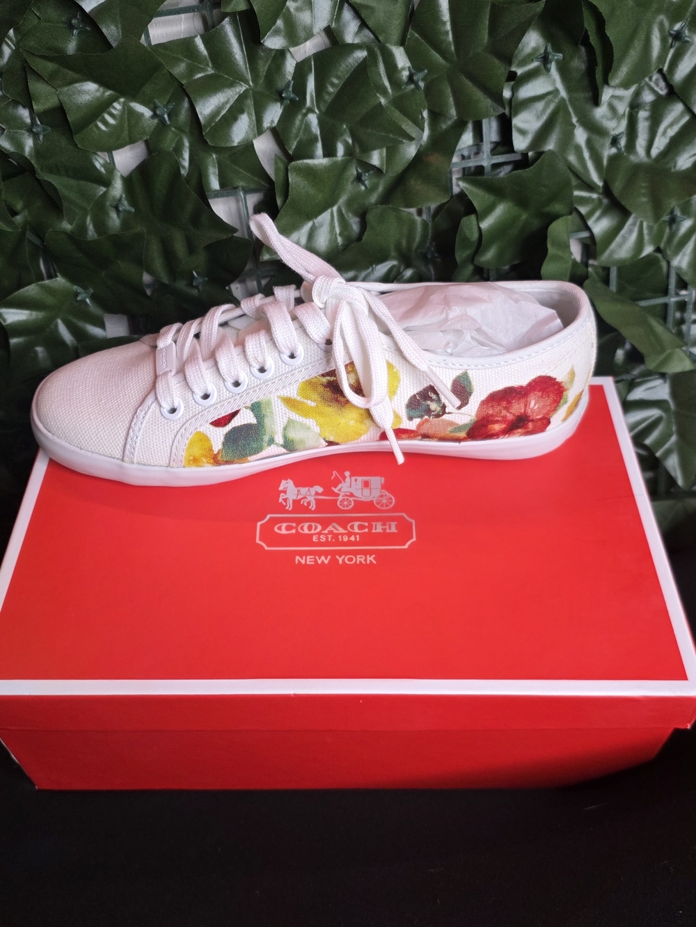 Coach Women's White Floral Low-Top Sneaker